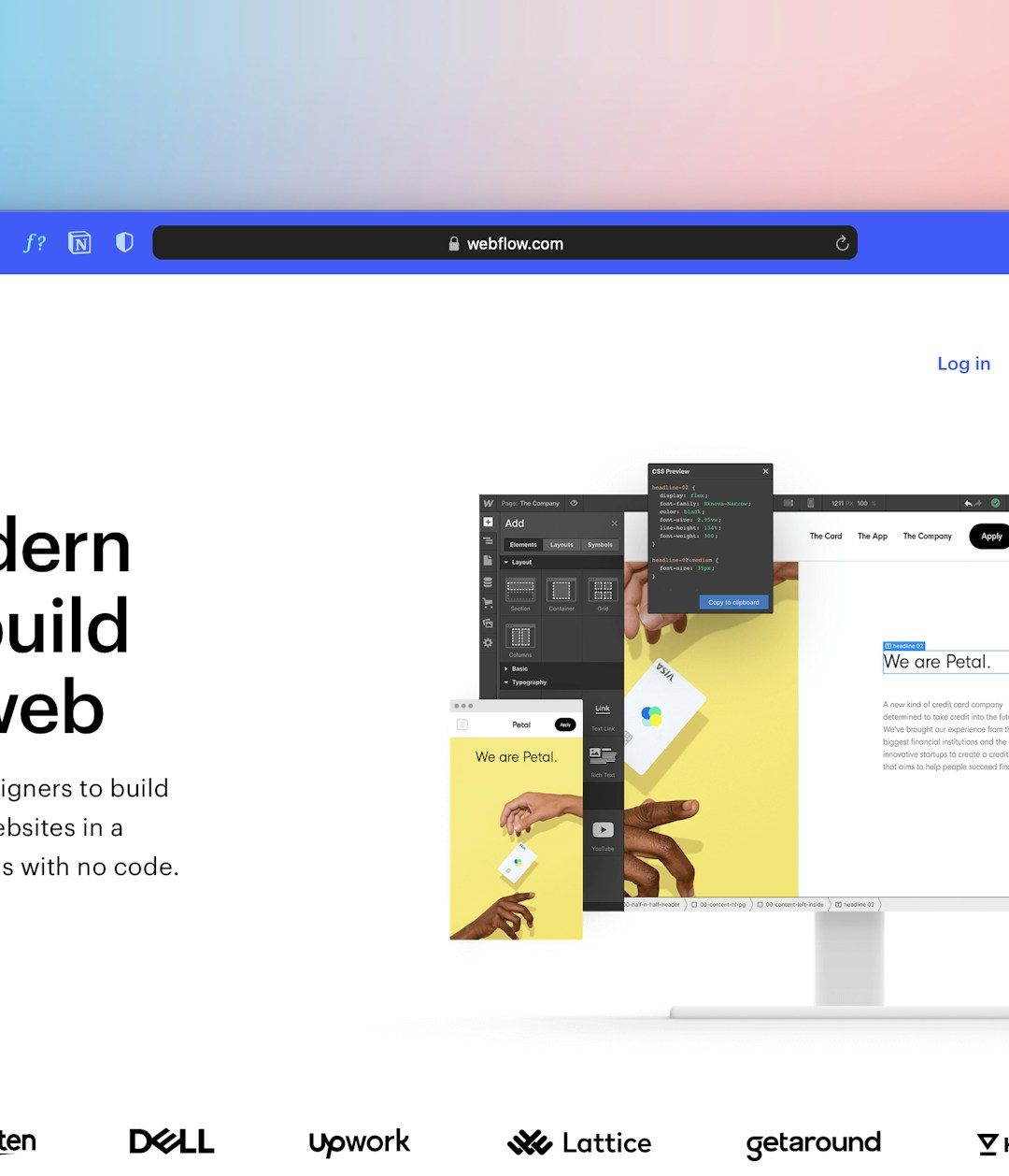 A modern website builder interface